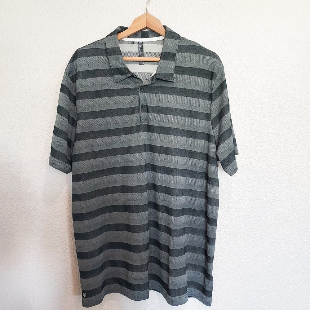 Adidas Gray & Black Striped Polo Size 2XL